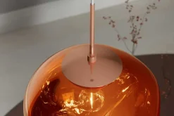 Runde Hängelampe LIQUID DIAMOND 20cm kupfer Glas Stahl Kugelleuchte