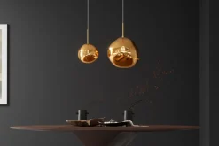 Runde Hängelampe LIQUID DIAMOND 20cm gold Glas Stahl Kugelleuchte
