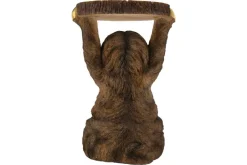 Runder Beistelltisch SLOTH 50cm grau braun Faultier-Skulptur handmade