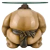 Runder Beistelltisch SUMO 30cm natur beige Skulptur handmade