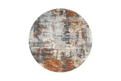 Runder Design Teppich MODERN ART 230cm beige grau kupfer Kurzflor Indoor