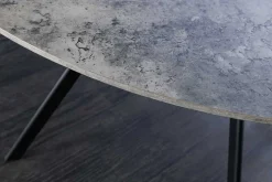 Runder Esstisch ATELIER 120cm grau Beton-Design schwarz Metall