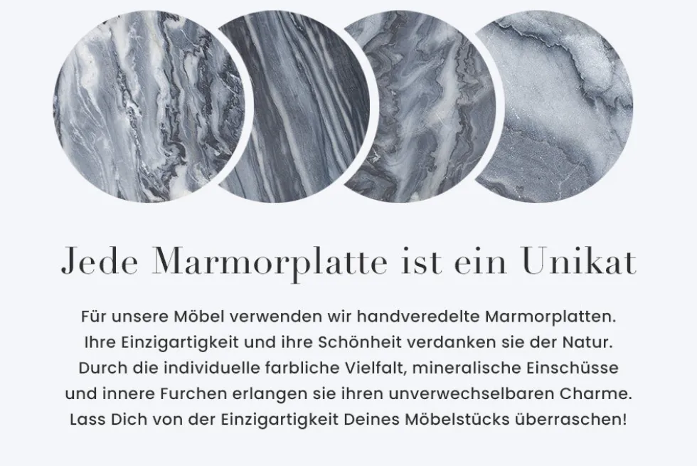 Runder Esstisch ELEGANCIA 130cm schwarz Marmor chrom Stahl mit Säulenfuß