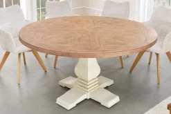 Runder Esstisch HAMPTONS 120cm hellbraun creme recycelte Pinie Massivholz