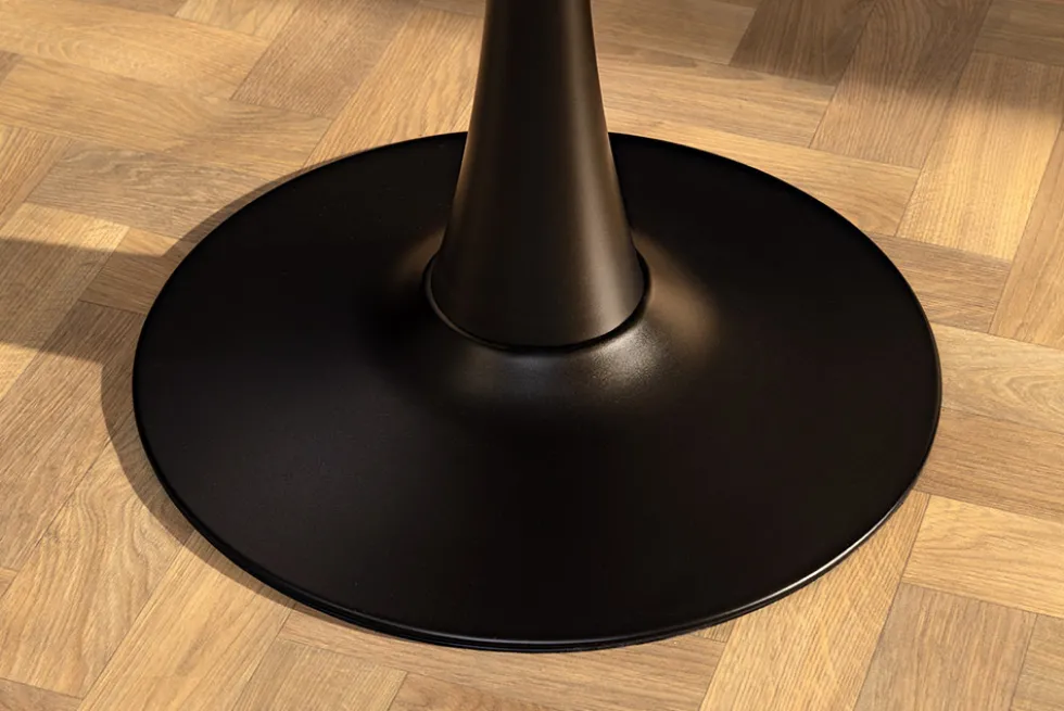 Runder Esstisch LYON 80cm anthrazit Marmor Keramik Bistrotisch schwarzer Säulenfuß
