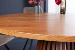 Runder Esstisch MAISON JADE 120cm natur Akazie Massivholz Säulenfuß