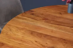 Runder Esstisch MAISON JADE 140cm natur Akazie Massivholz Säulenfuß