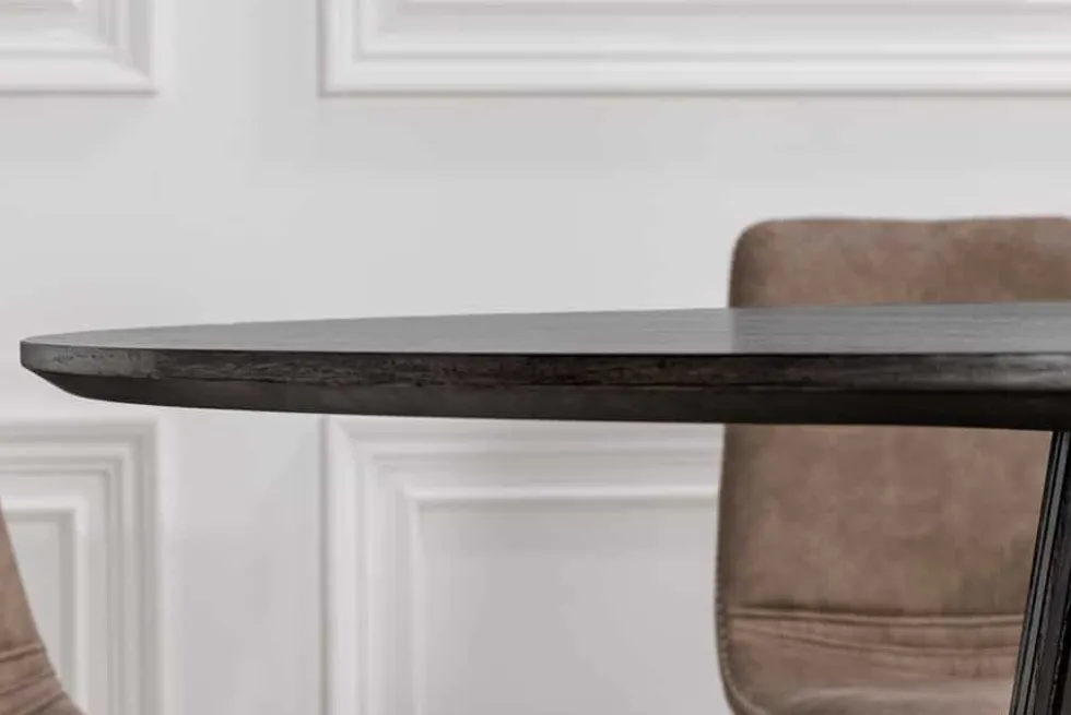 Runder Esstisch VALHALLA WOOD 140cm schwarz Eichenholz Säulenfuß