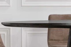 Runder Esstisch VALHALLA WOOD 120cm schwarz Eichenholz Säulenfuß