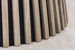 Runder Esstisch VALHALLA WOOD 140cm grau Eichenholz Säulenfuß