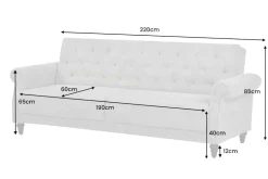 Schlafsofa MAISON BELLE AFFAIRE 220cm moosgrün Vogue Seiden Samtstoff 3-Sitzer