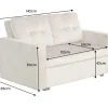 Sofa mit Schlaffunktion SMART 140cm champagner beige hochwertiger Vogue Seiden Samtstoff