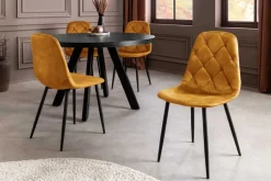 Stilvolles 2er-Set Stühle GLAMM senfgelb Samt schwarze Metallbeine