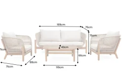 Wetterfestes Gartenlounge Set ROPE grau natur Akazienholz Aluminium inkl. Tisch Sitzpolster