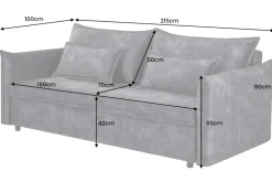 XXL Sofa mit Schlaffunktion APARTMENT senfgelb Samt inkl. Bettkasten und Kissen