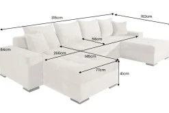 XXL Wohnlandschaft LODGE 315cm grün Cord Sofa mit Schlaffunktion und Stauraum